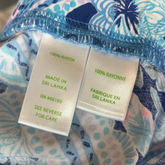 Lilly Pulitzer Bal Harbour Zanzibar Blue Mid-Rise Palazzo Flowy Pants XL beach - Picture 10 of 10